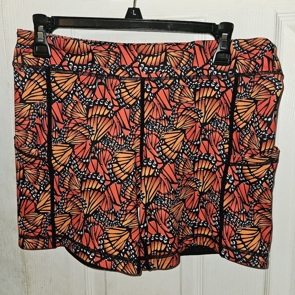 Grrrl Orange Butterfly gym crossfit shorts SZ apptx XL